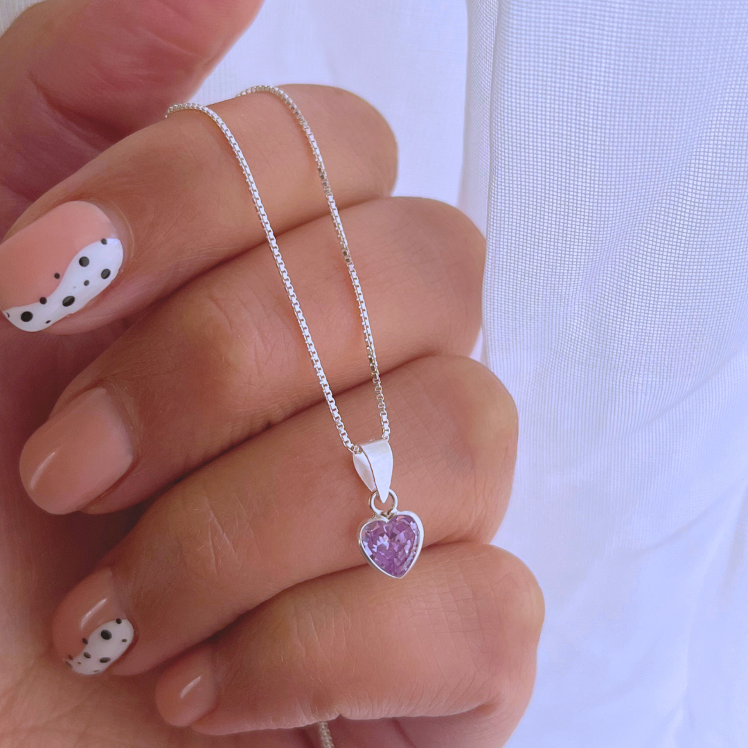 COLLAR CORAZÓN CIRCÓN AMATISTA