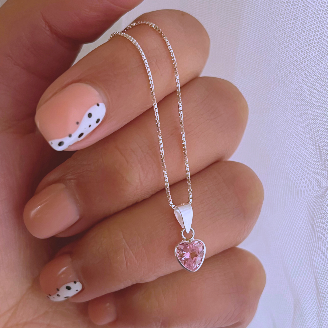 COLLAR CORAZÓN CIRCÓN ROSA FRANCIA