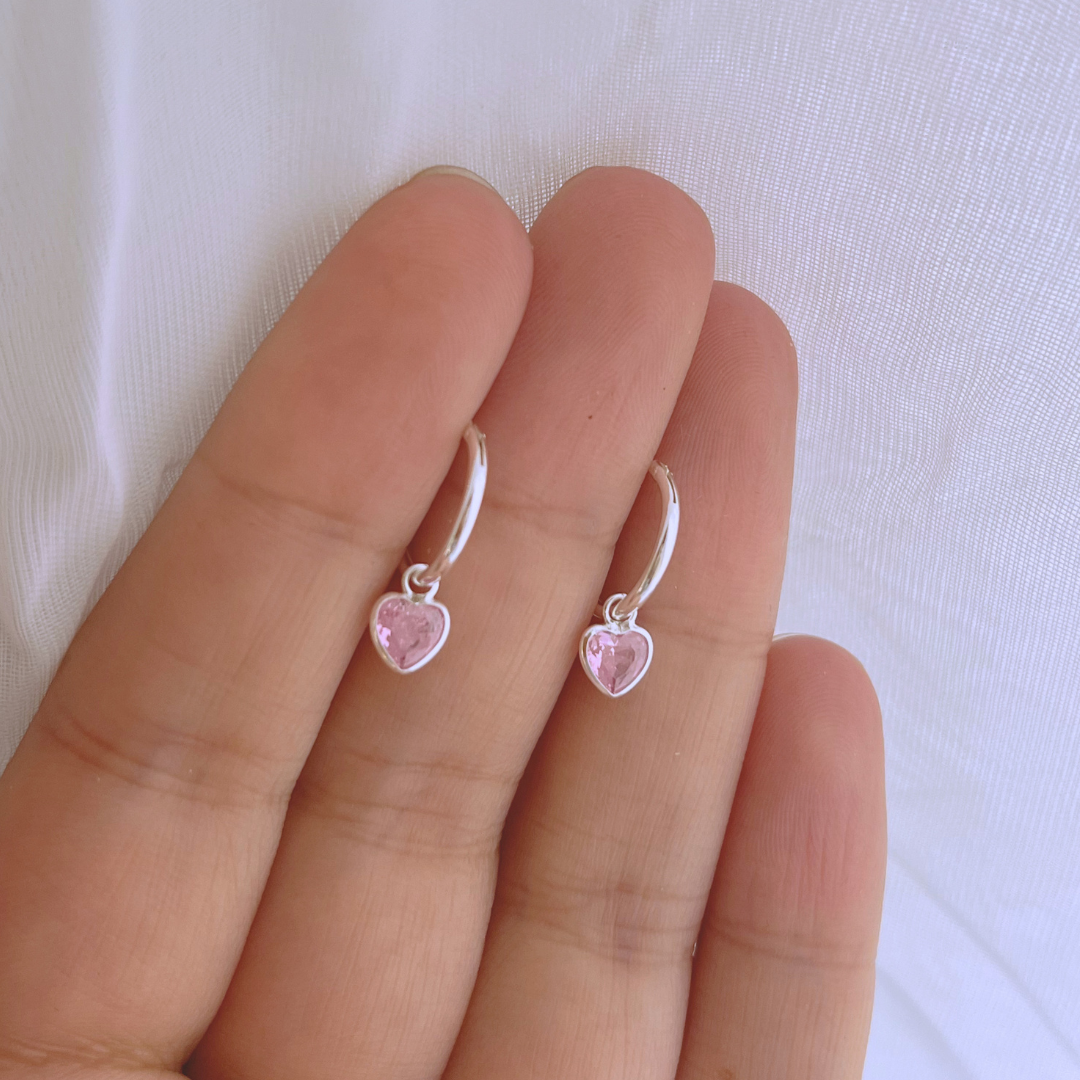 ARGOLLAS CORAZÓN CIRCÓN ROSA FRANCIA _ 12MM