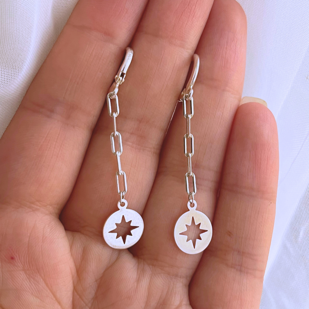 ARGOLLAS CLIP CADENA Y CIRCULO CON ESTRELLA 12 MM