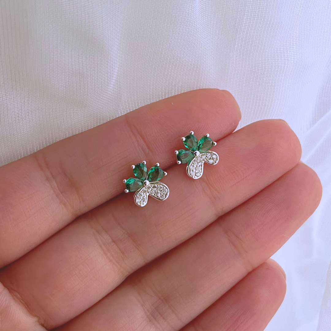 AROS FLOR CIRCONES ESMERALDA