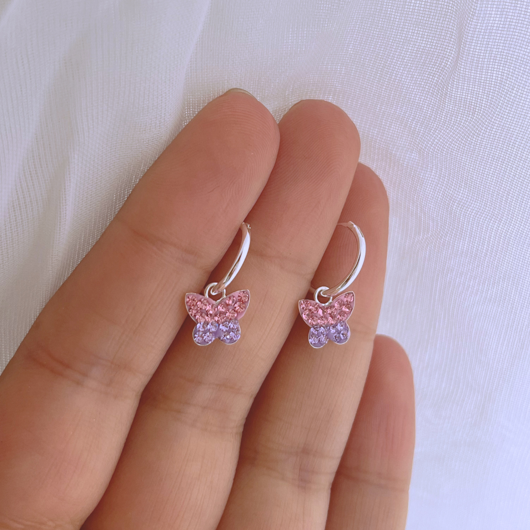 ARGOLLAS MARIPOSAS STRASS COLORES _ 12MM