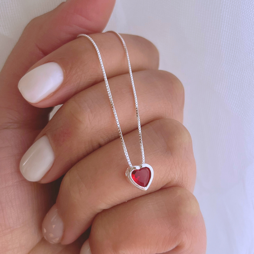 COLLAR CORAZÓN CIRCÓN RUBÍ