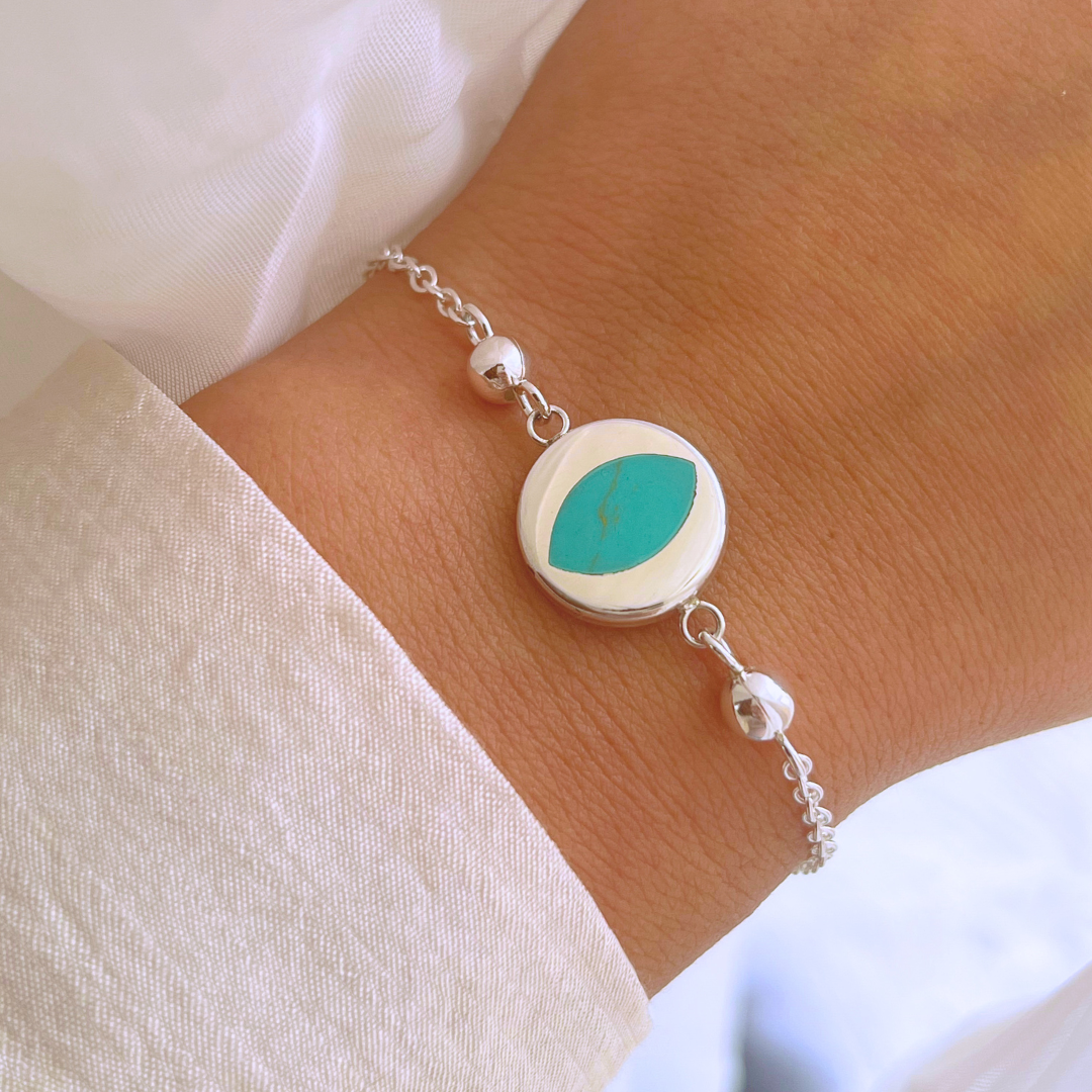 PULSERA CÍRCULO Y PIEDRA TURQUESA
