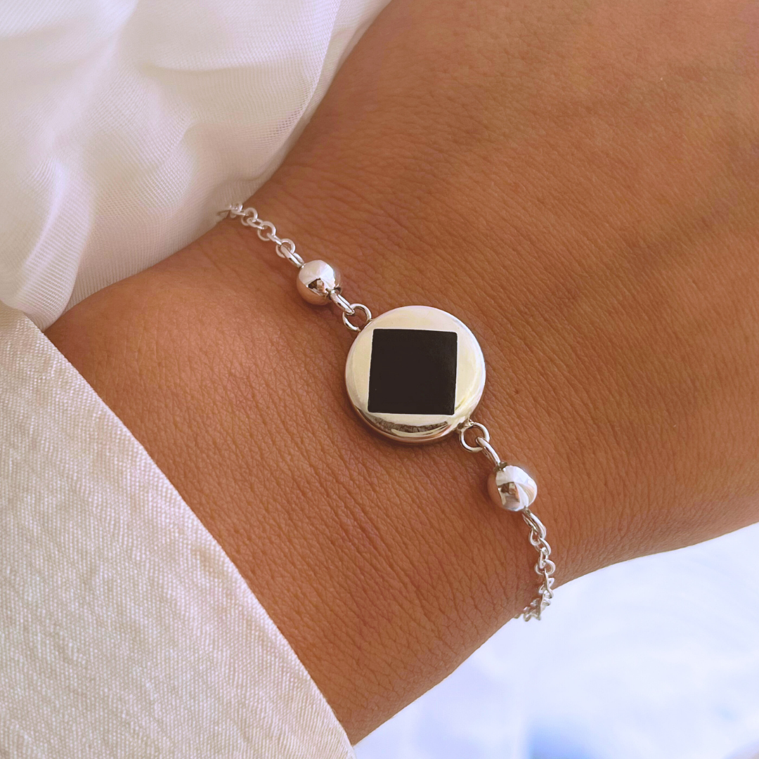 PULSERA CÍRCULO Y PIEDRA ONIX