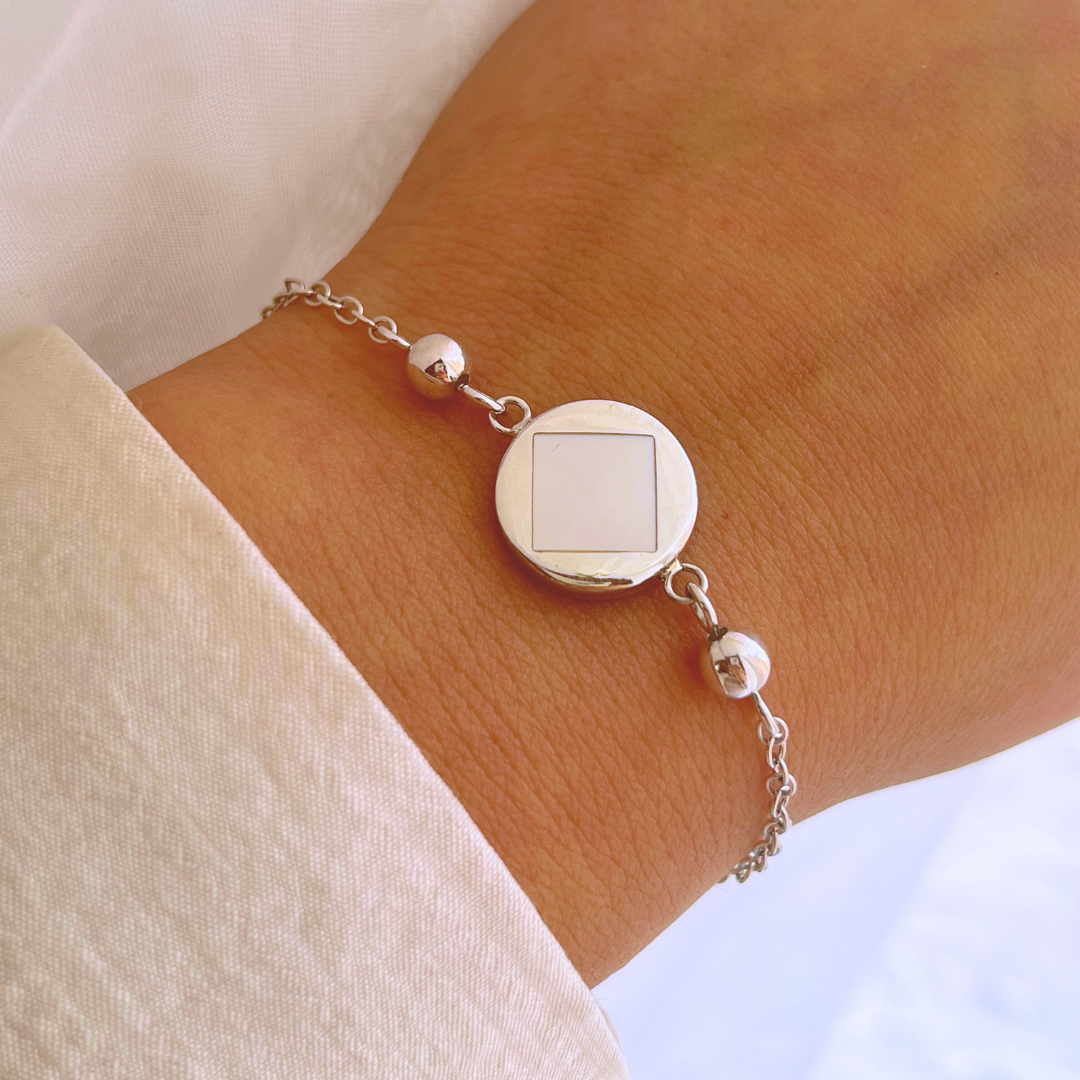 PULSERA CÍRCULO Y PIEDRA NÁCAR