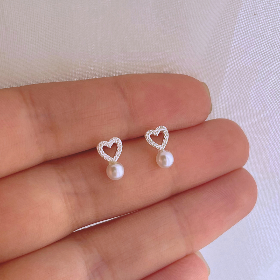 AROS CORAZÓN CIRCONES Y PERLA