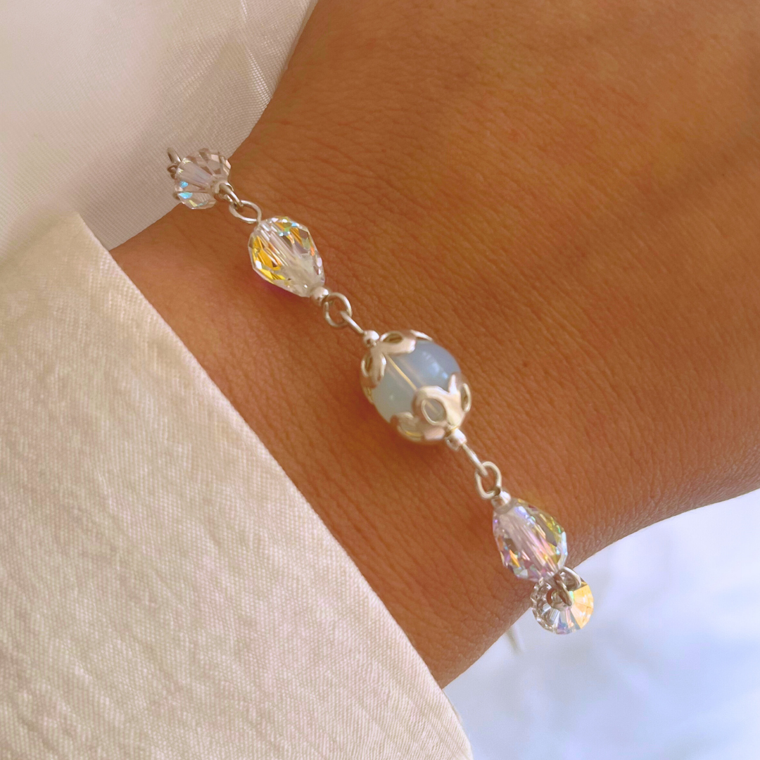 PULSERA CRISTALES Y PIEDRA LUNA