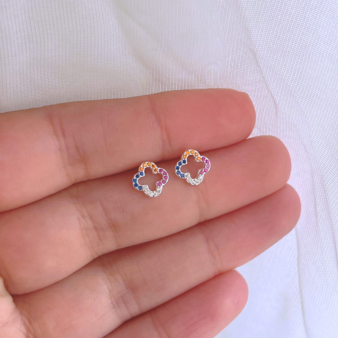 AROS TRÉBOL CIRCONES MULTICOLOR