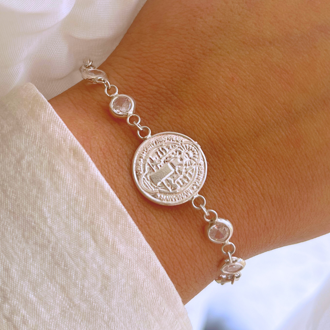 PULSERA SAN BENITO DE ABAD Y CRISTALES