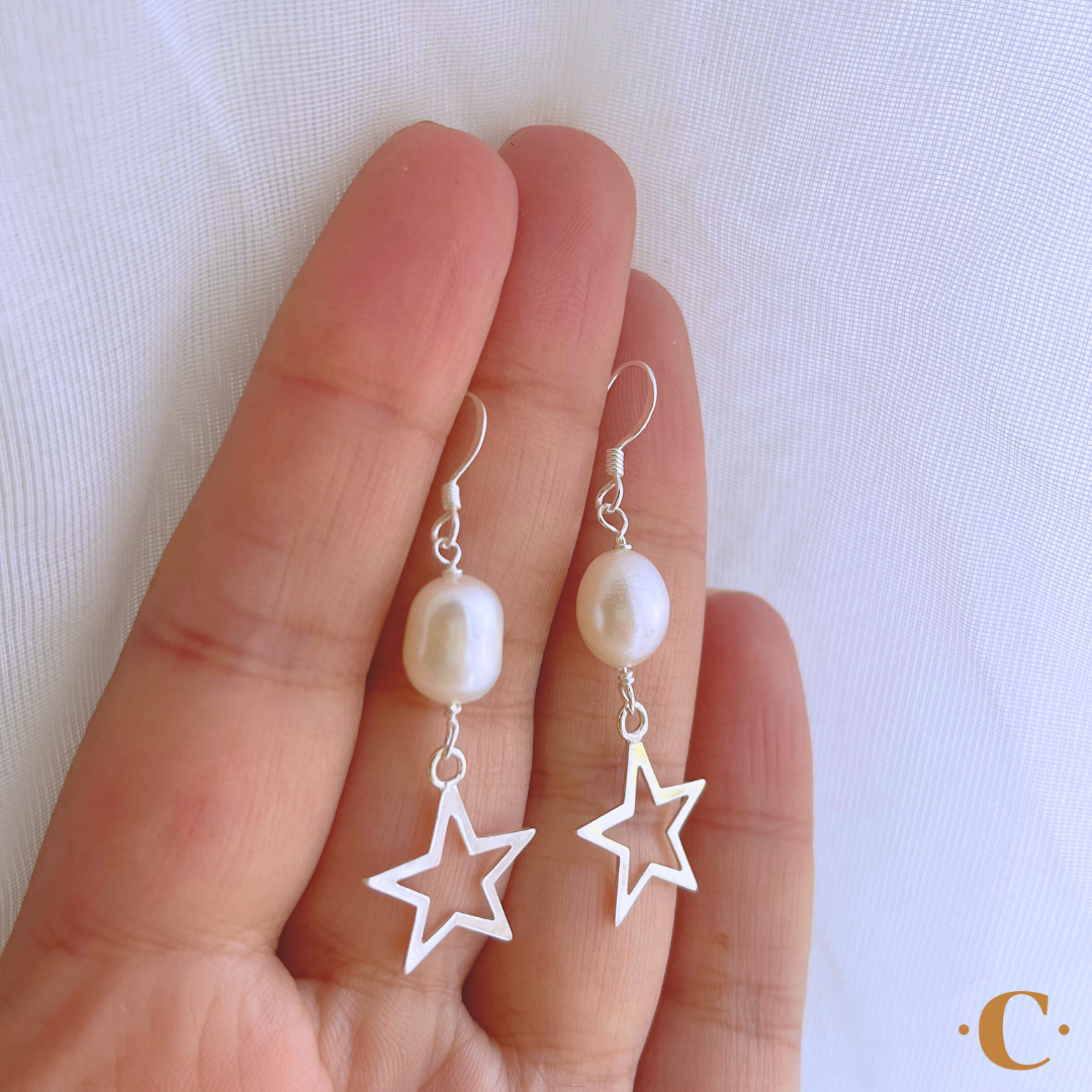 AROS LARGOS PERLA Y ESTRELLA