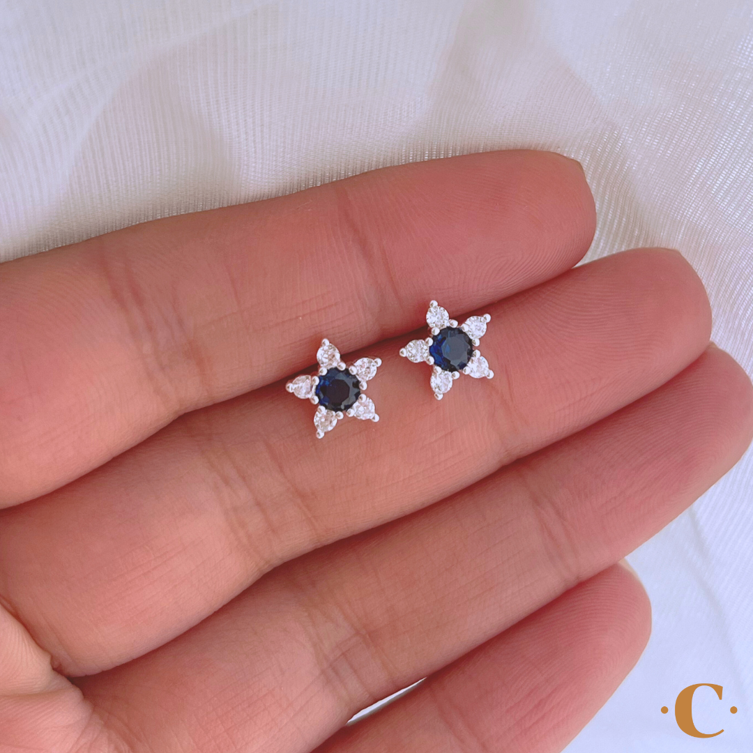 AROS FLOR CIRCONES ZAFIRO