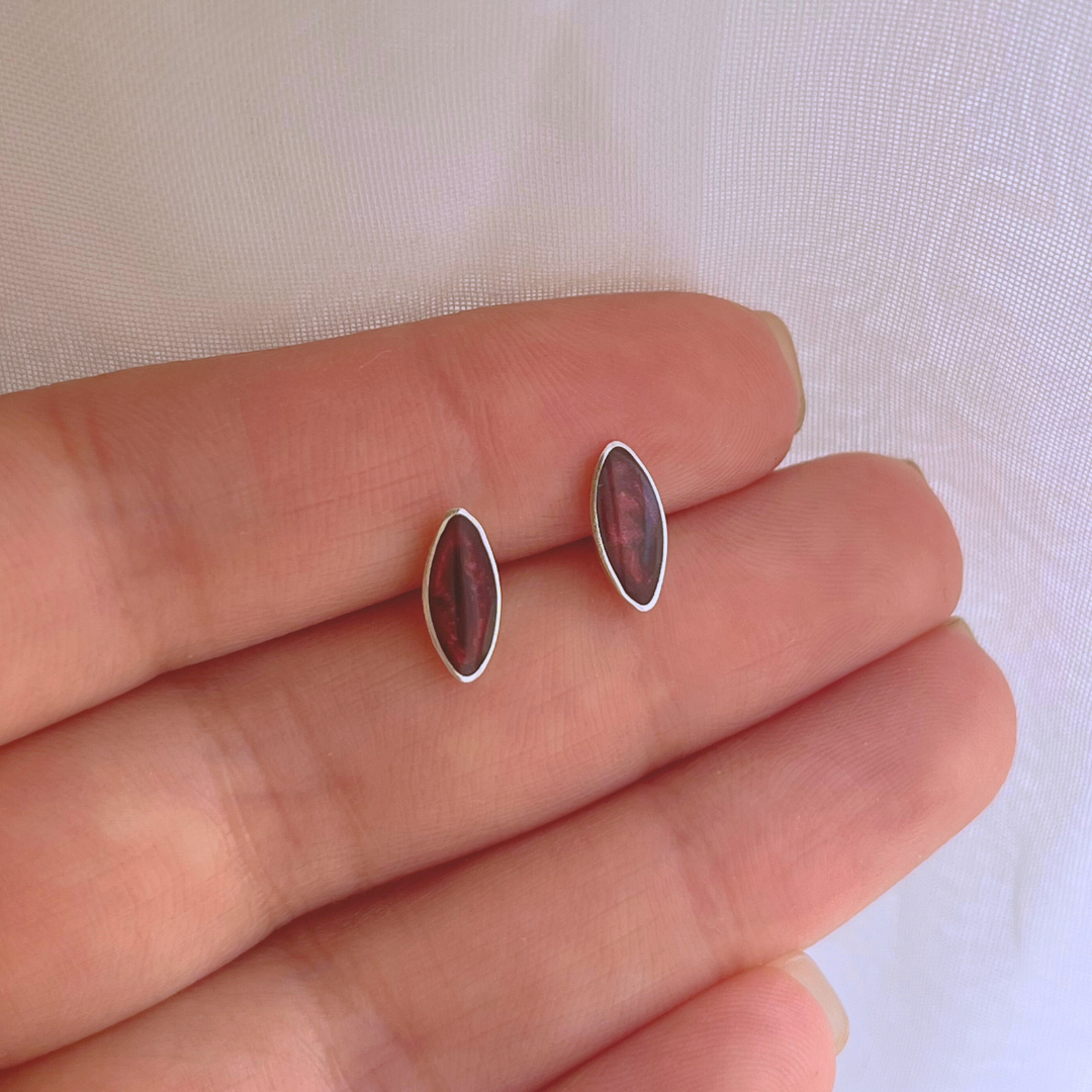 AROS ÓVALO BURDEO METALIZADO