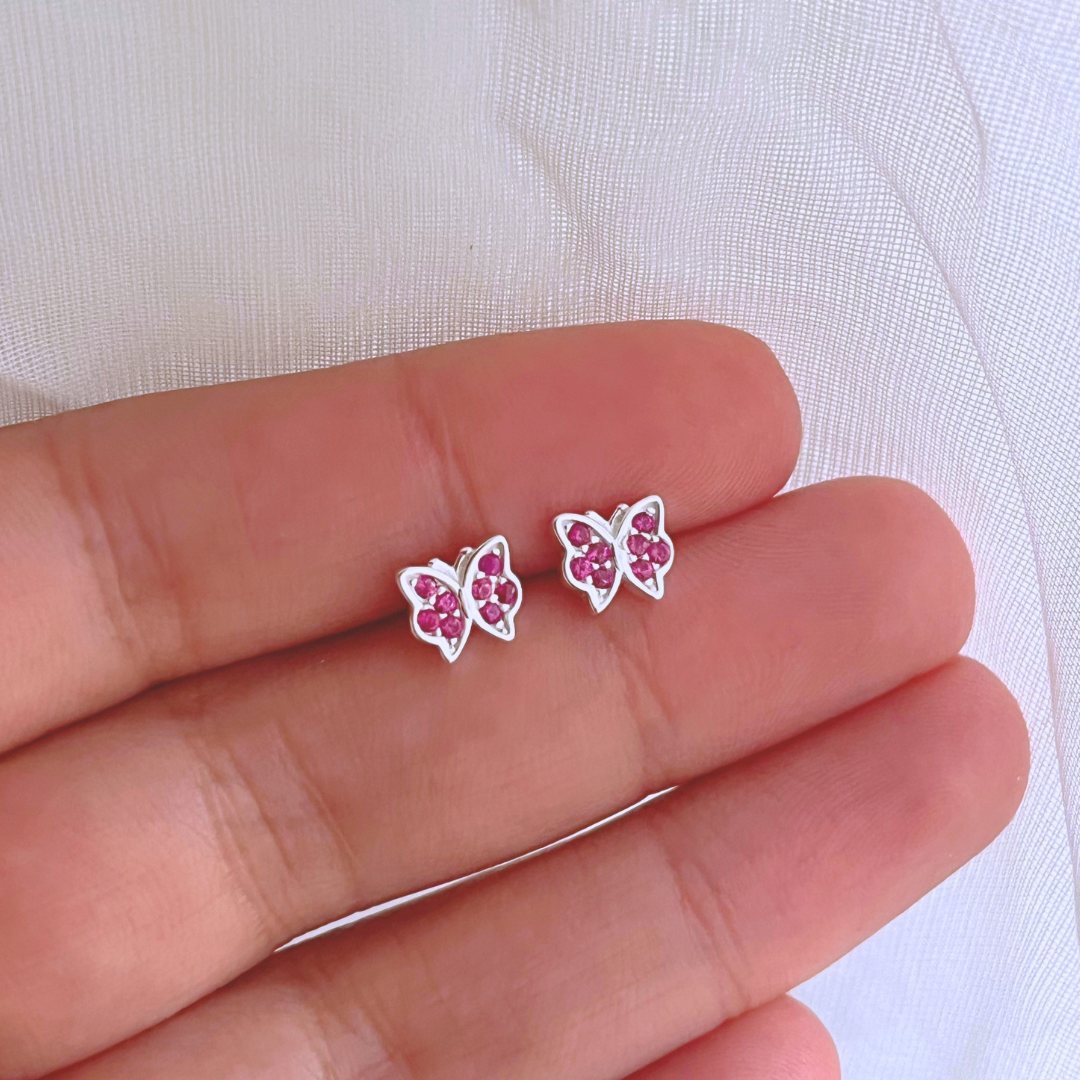 AROS MARIPOSAS CIRCONES MAGENTA
