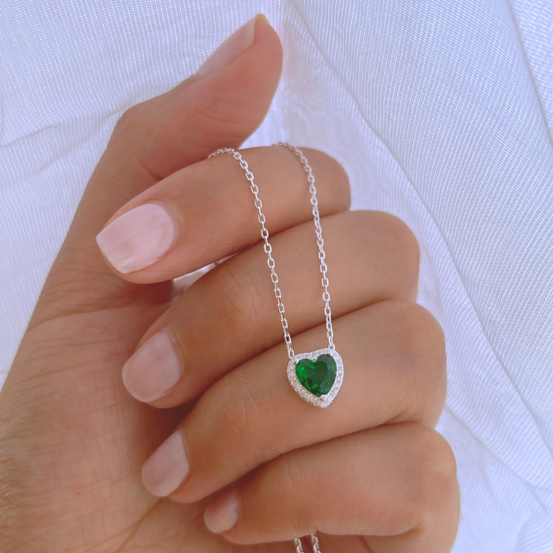 COLLAR CORAZÓN CIRCÓN ESMERALDA