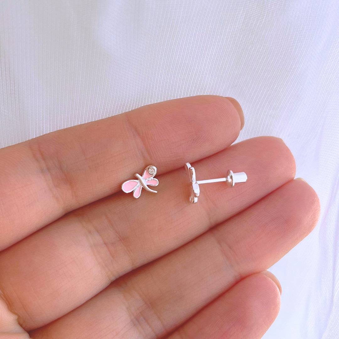 AROS CON TOPE MARIPOSA ROSA Y CIRCÓN