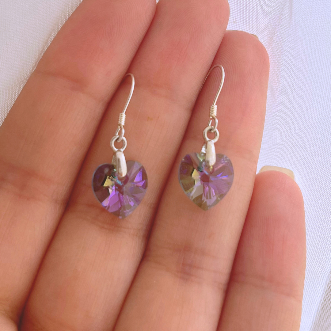 AROS LARGOS CORAZÓN CRISTAL