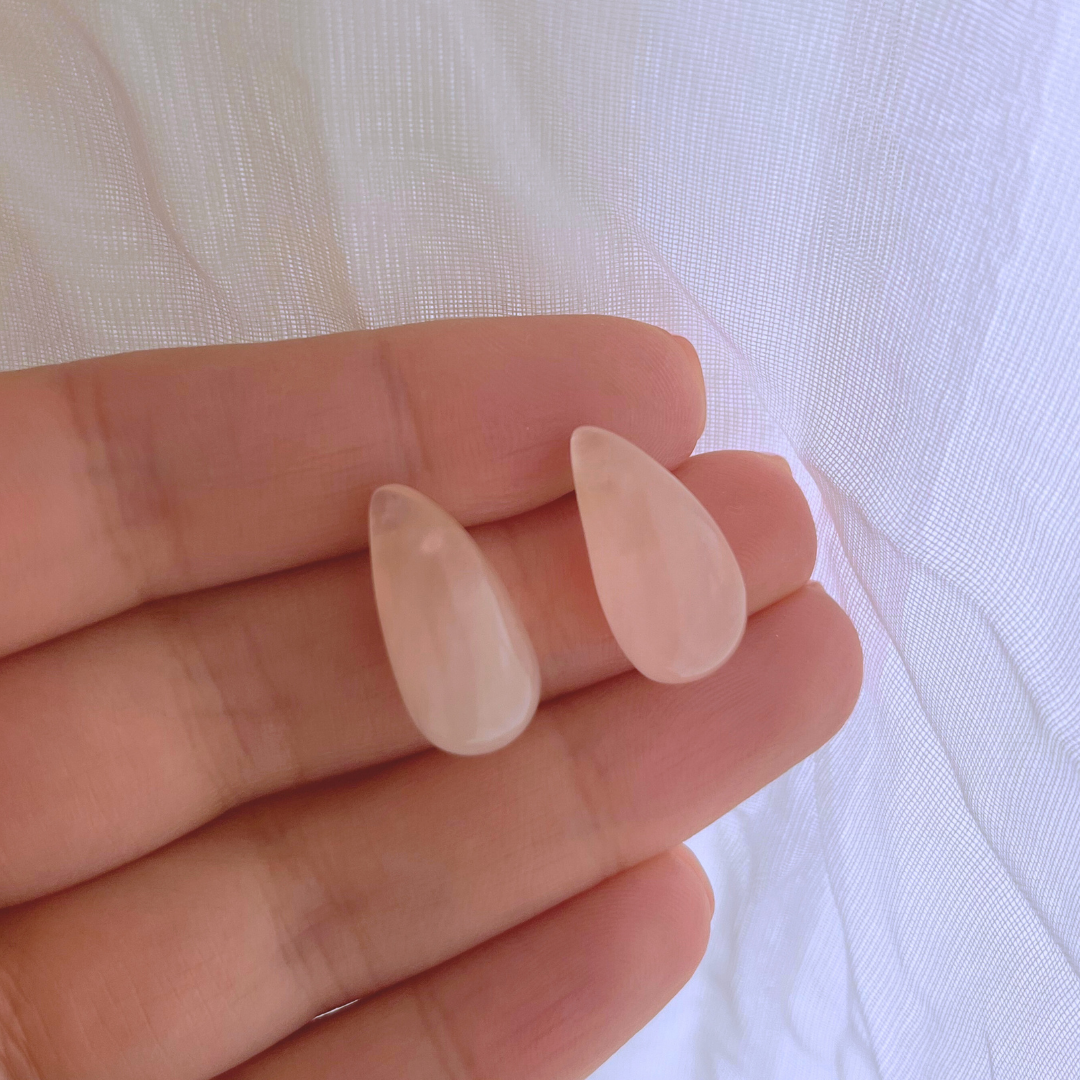 AROS GOTA PIEDRA CUARZO ROSA