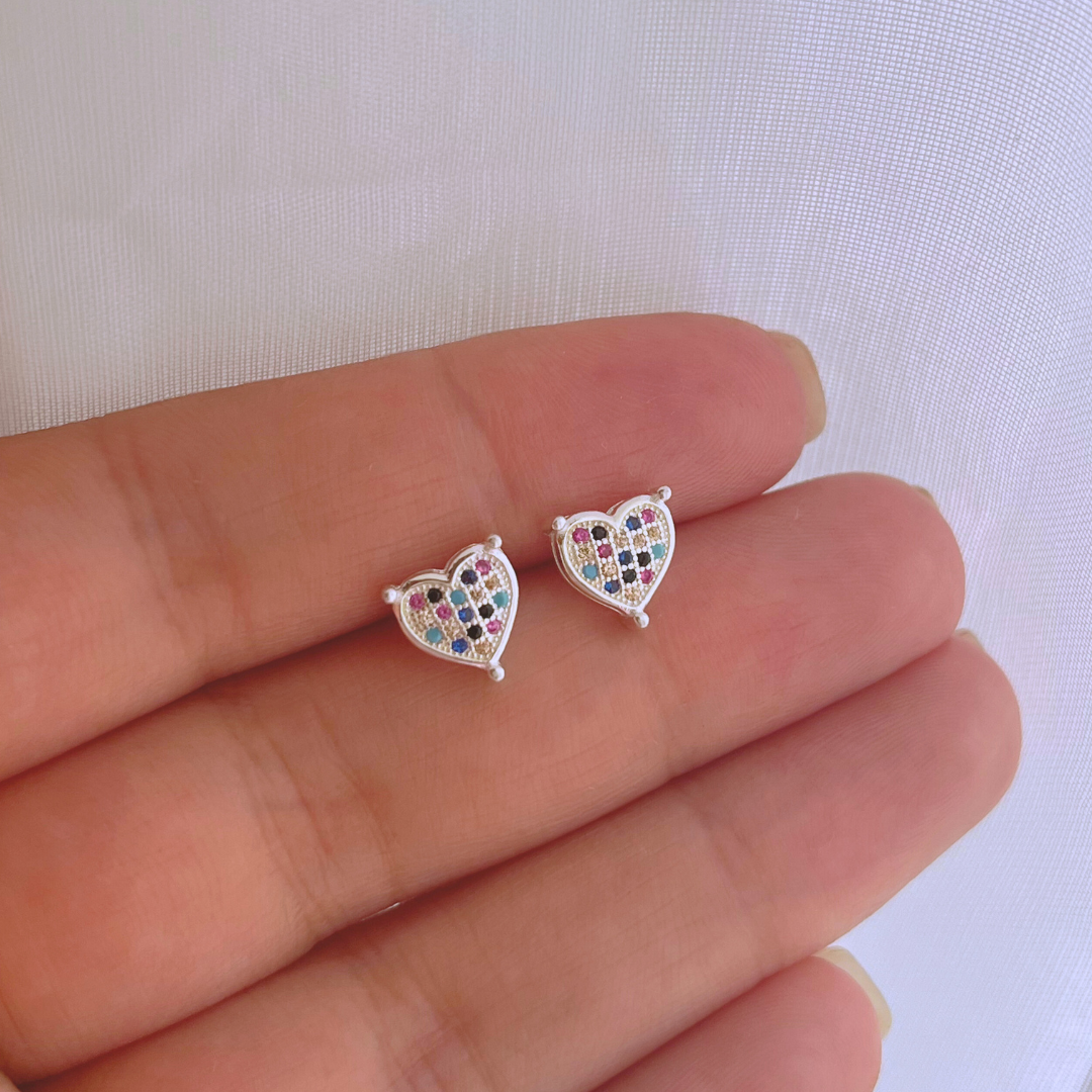 AROS CORAZÓN CIRCONES MULTICOLOR
