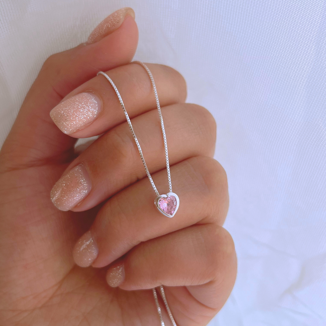 COLLAR CORAZÓN CIRCÓN ROSA FRANCIA