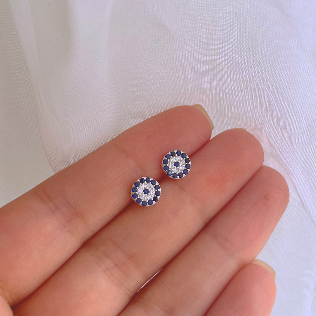 AROS OJO TURCO CIRCONES ZAFIRO