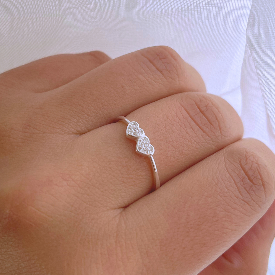 ANILLO DOS CORAZONES CIRCONES
