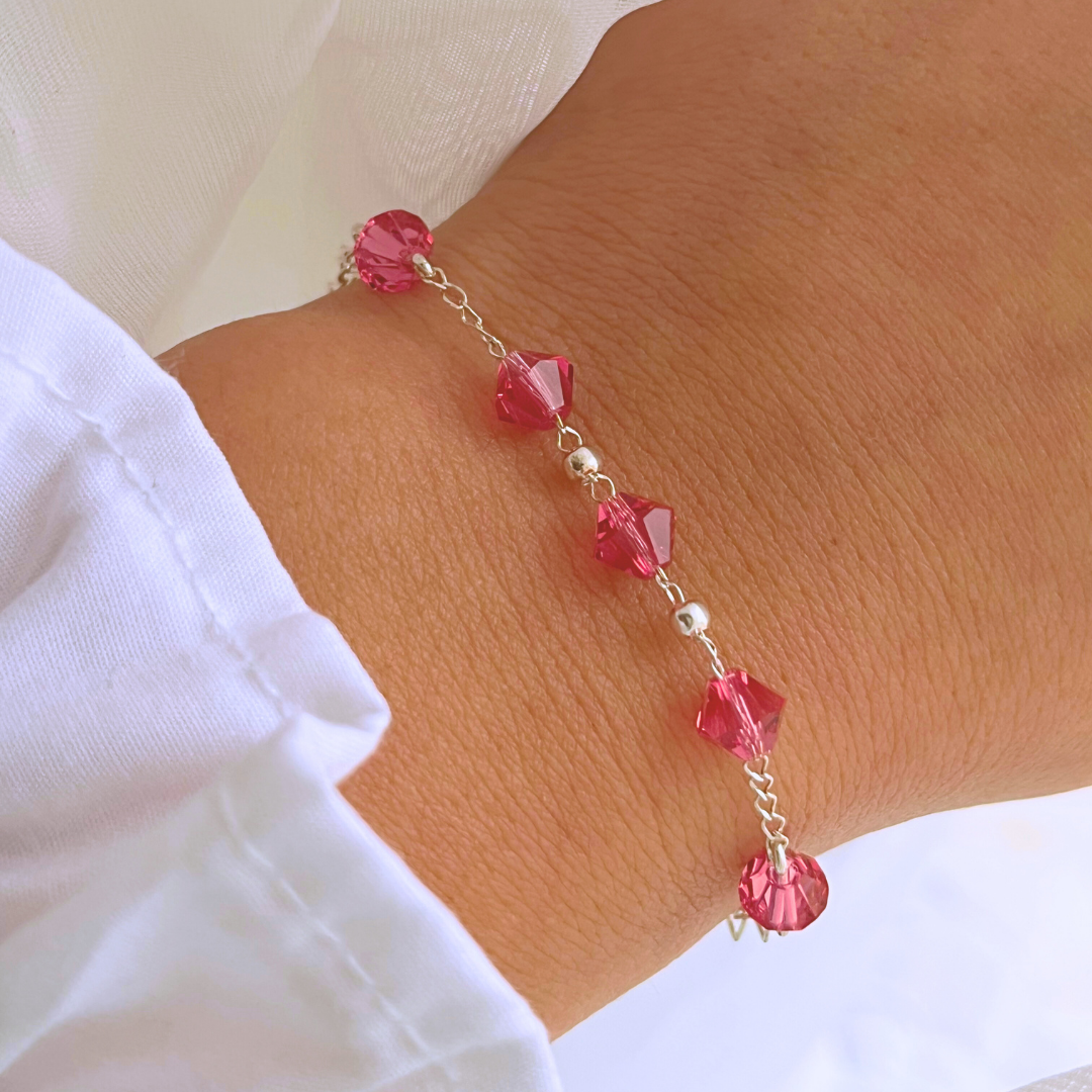PULSERA CRISTALES FUCSIA