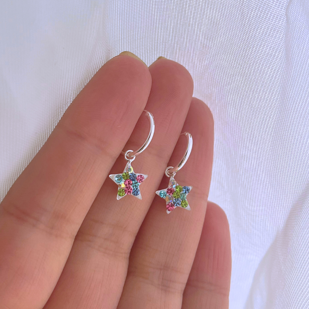 ARGOLLAS ESTRELLAS STRASS MULTICOLOR 12MM
