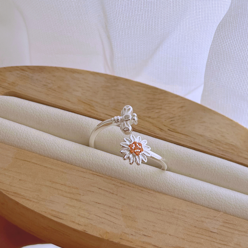 ANILLO ABEJA FLOR MARGARITA CIRCONES