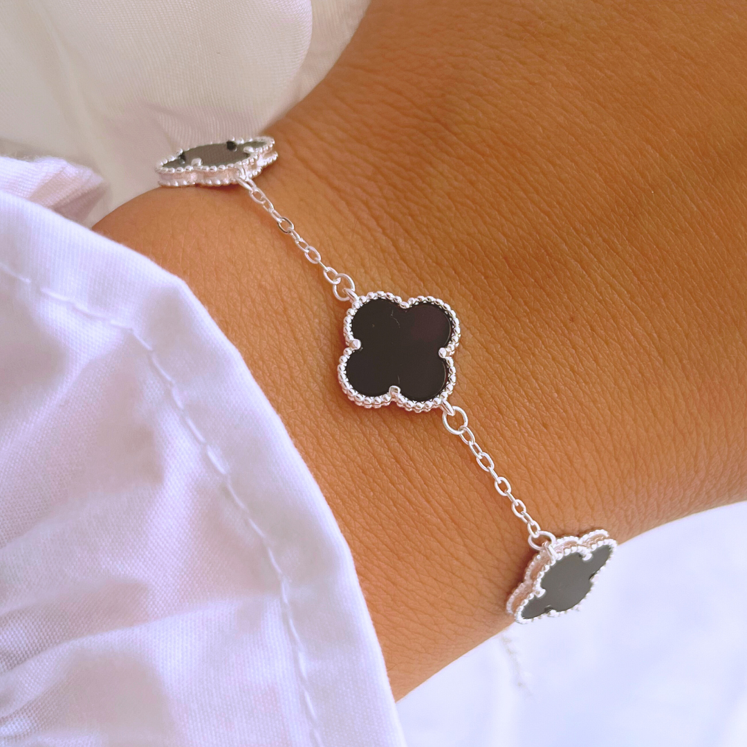 PULSERA TRÉBOL DE LA SUERTE ONIX