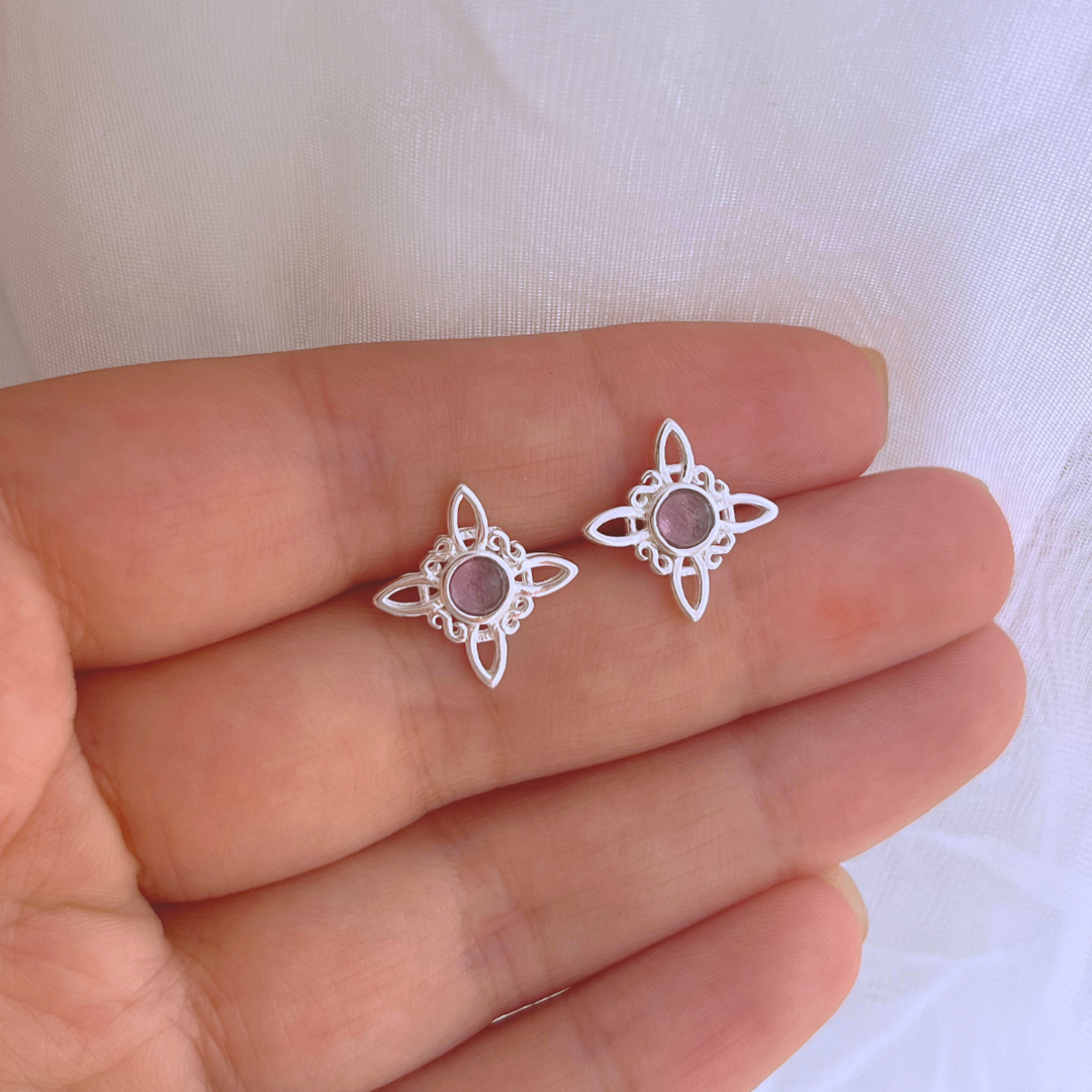 AROS NUDO DE BRUJA PIEDRA AMATISTA