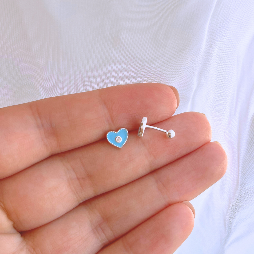 AROS CON TOPE CORAZÓN CELESTE Y CIRCÓN