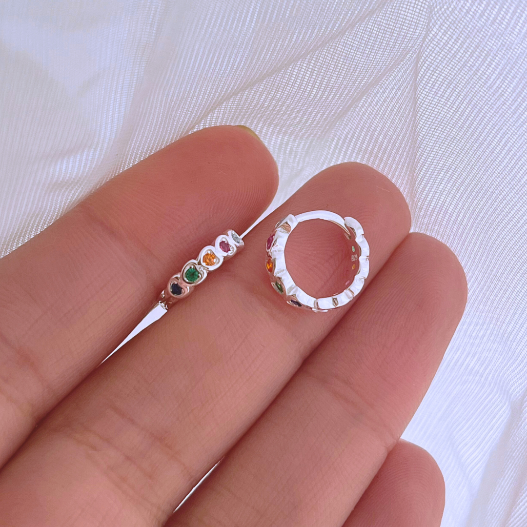 ARGOLLAS HUGGIE CORAZONES CIRCONES MULTICOLOR 12MM