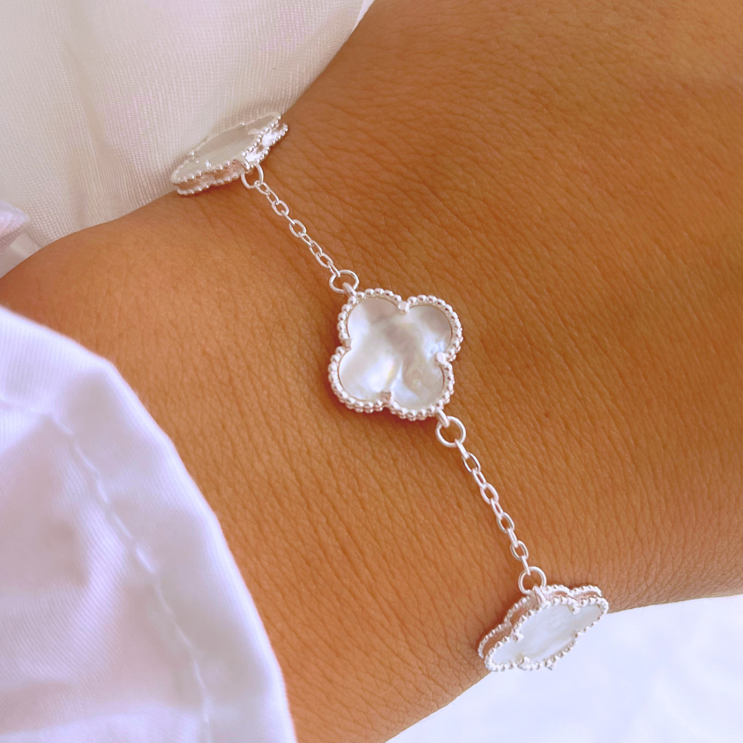 PULSERA TRÉBOL DE LA SUERTE NÁCAR