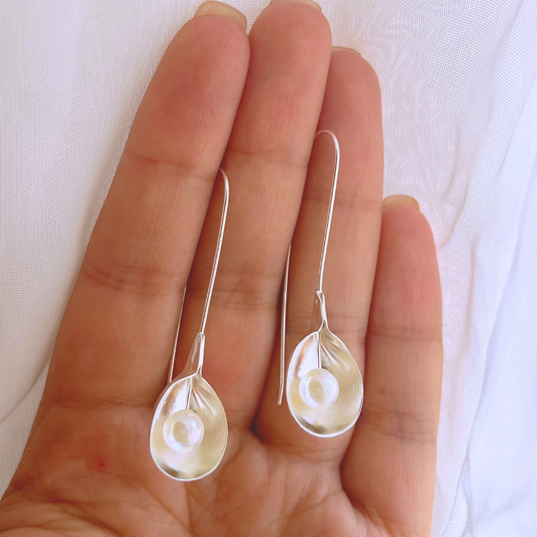 AROS LARGOS FLOR Y PERLA