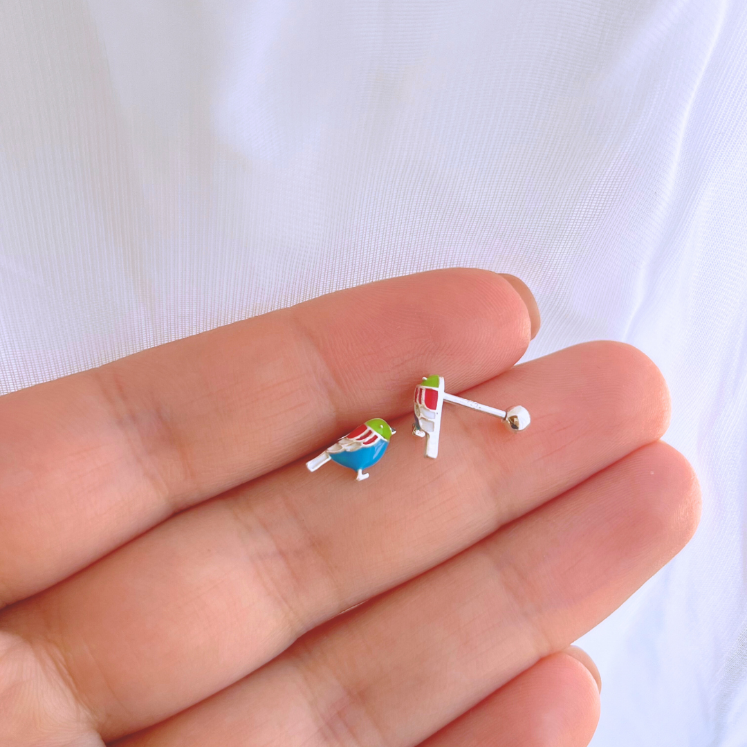 AROS CON TOPE PAJARITOS ESMALTADOS
