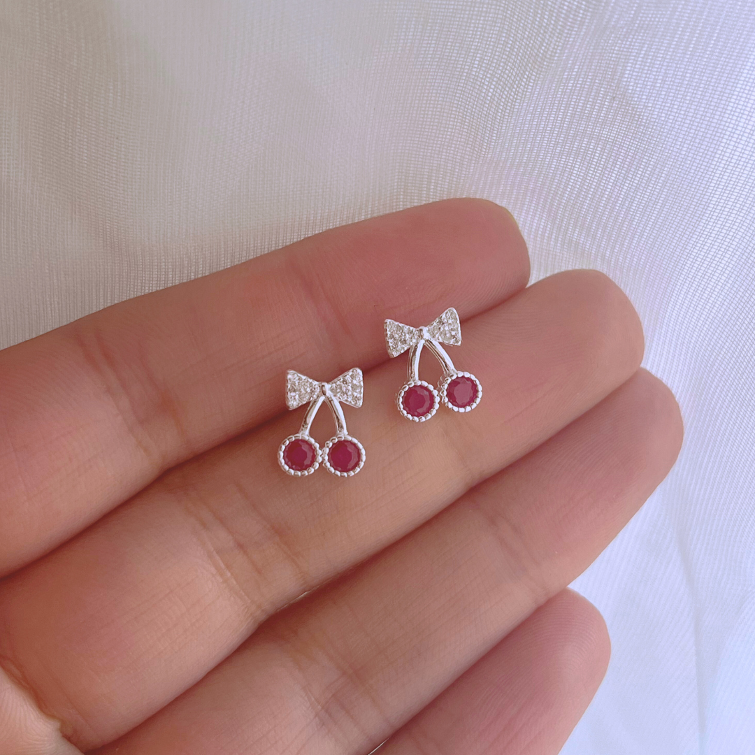 AROS LAZO CEREZAS CIRCONES FUCSIA