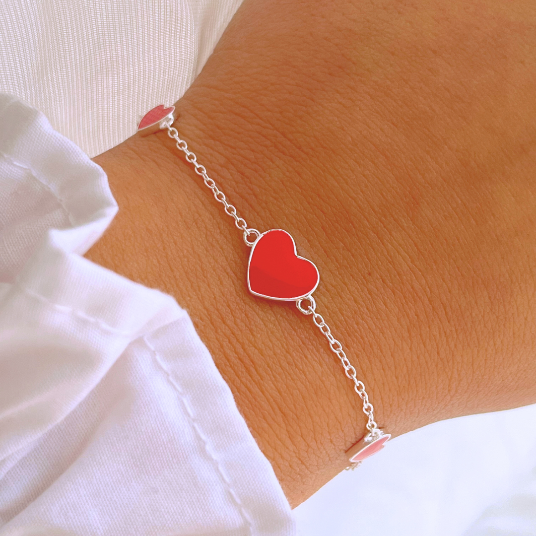 PULSERA CORAZONES ESMALTADOS