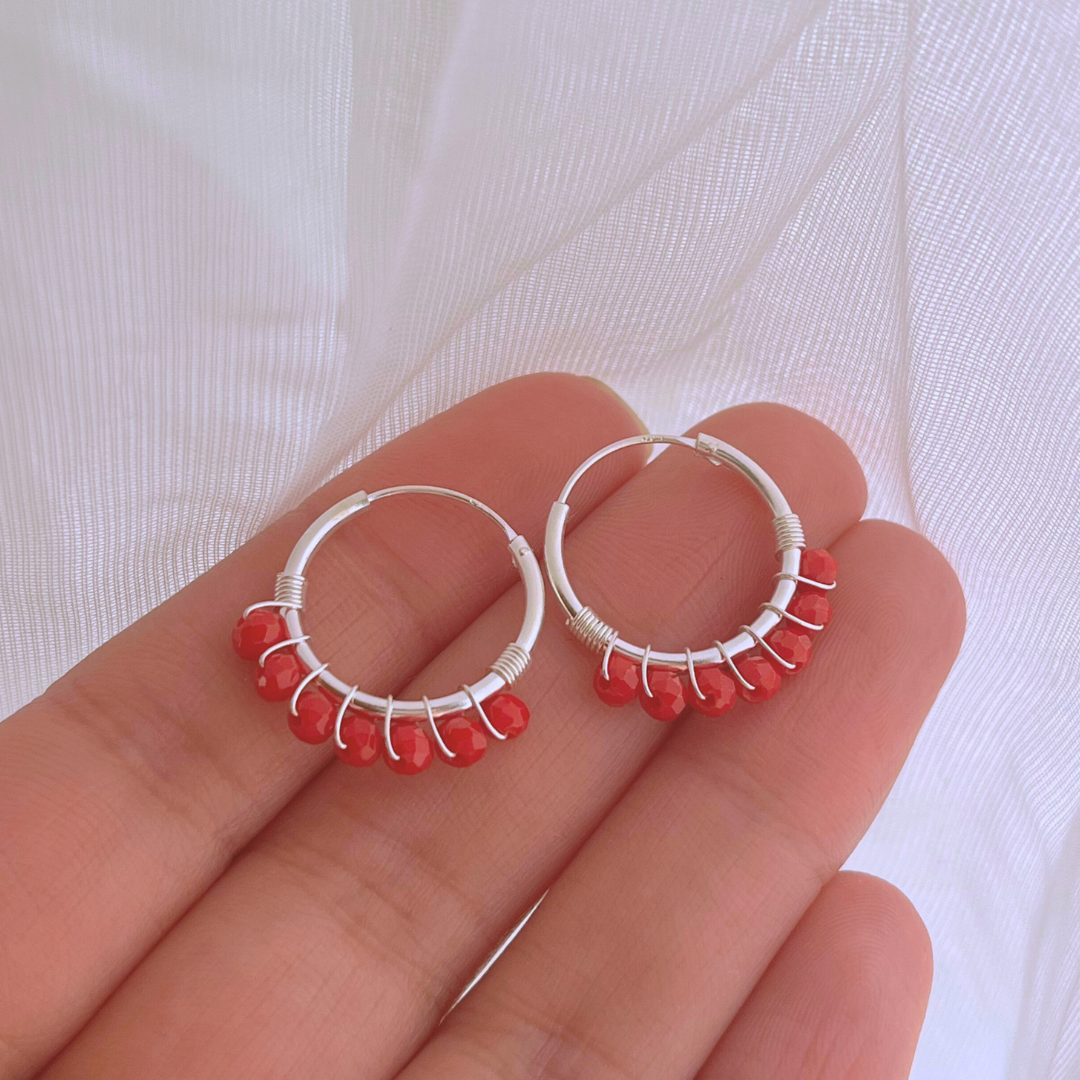 ARGOLLAS CRISTALES ROJOS 18MM