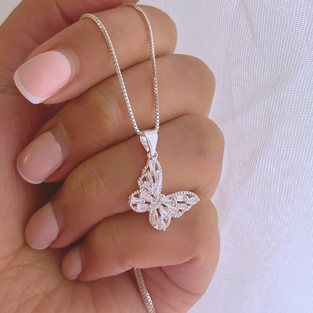 COLLAR MARIPOSA CIRCONES BAGUETTE