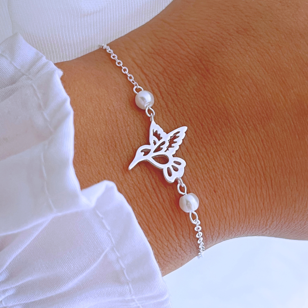 PULSERA COLIBRÍ PERLAS
