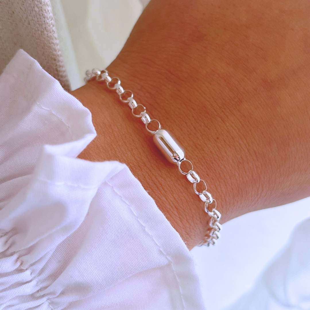PULSERA ROLO Y ÓVALOS _ 19+3 CM