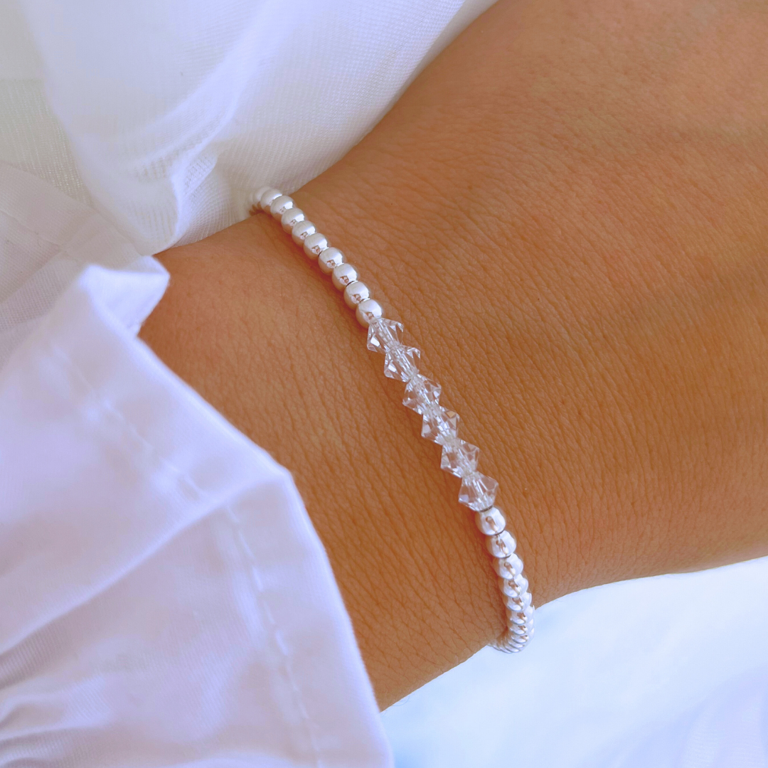 PULSERA ESFERAS Y CRISTALES