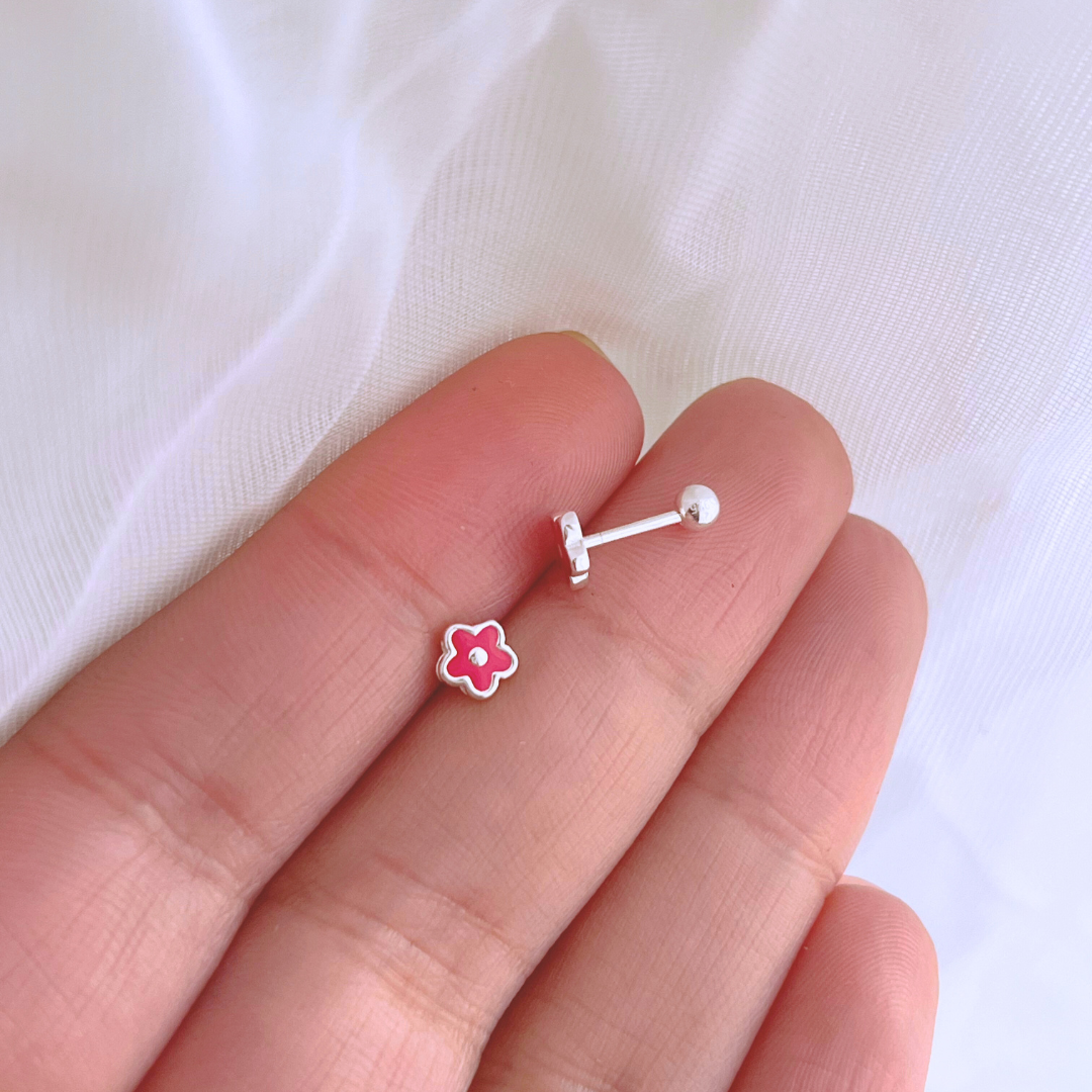 AROS CON TOPE FLOR ESMALTADA