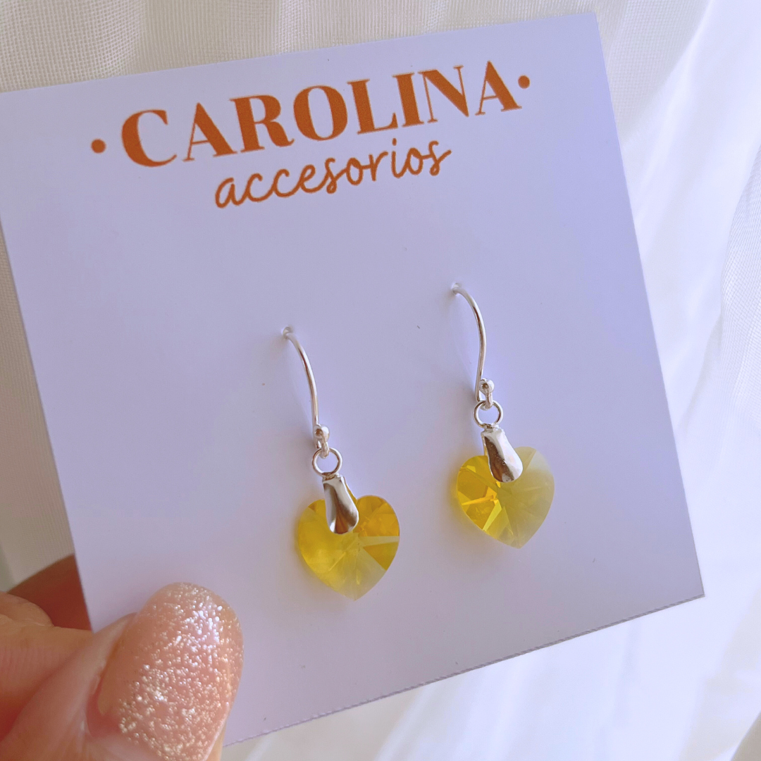 AROS LARGOS CORAZÓN CRISTAL AMARILLO