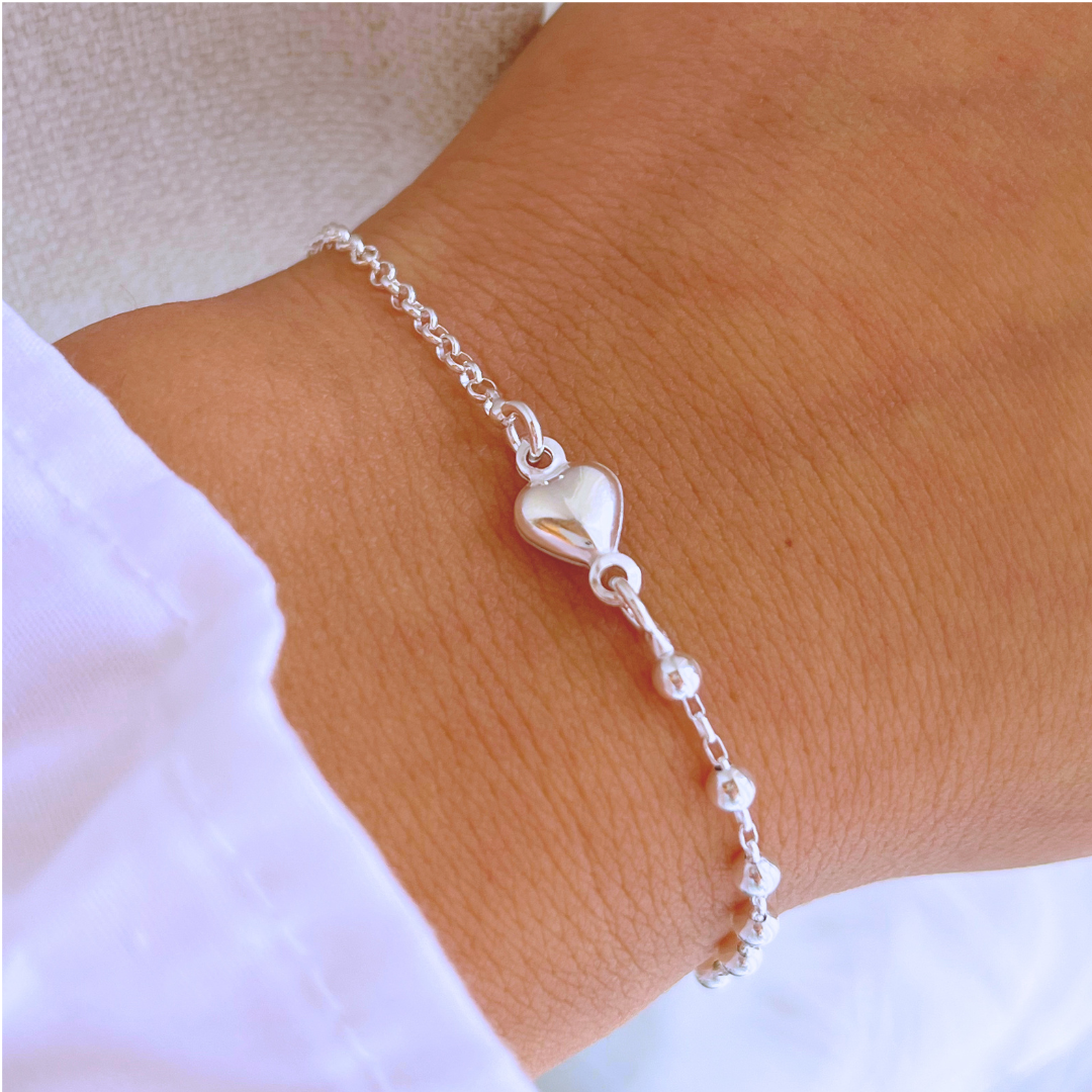PULSERA BI CADENA Y CORAZÓN _ 17.5+2.5 CM