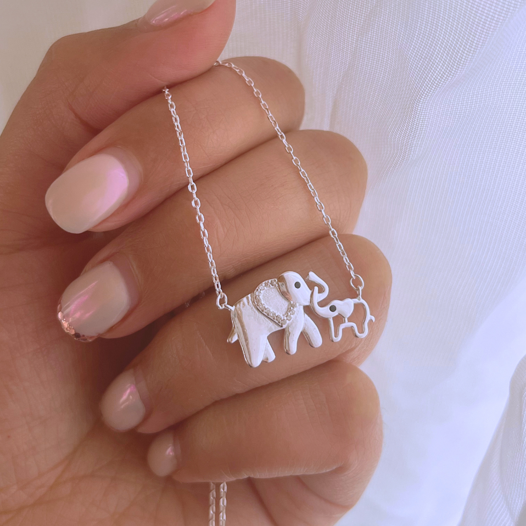 COLLAR ELEFANTES MADRE E HIJ@ CIRCONES _ 42+3 CM