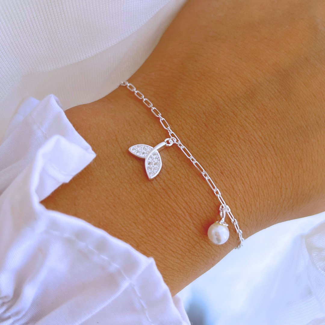 PULSERA COLA DE SIRENA CIRCONES Y PERLA