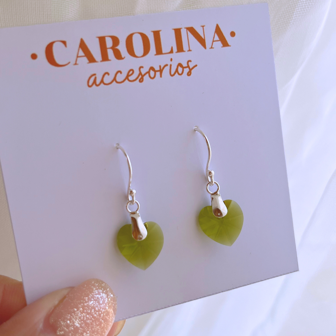 AOS LARGOS CORAZÓN CRISTAL VERDE OLIVA