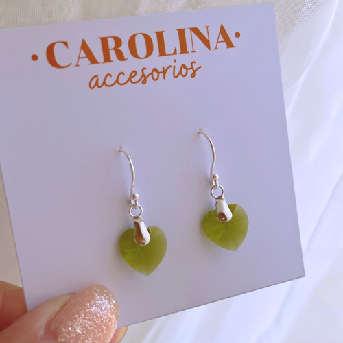 AOS LARGOS CORAZÓN CRISTAL VERDE OLIVA